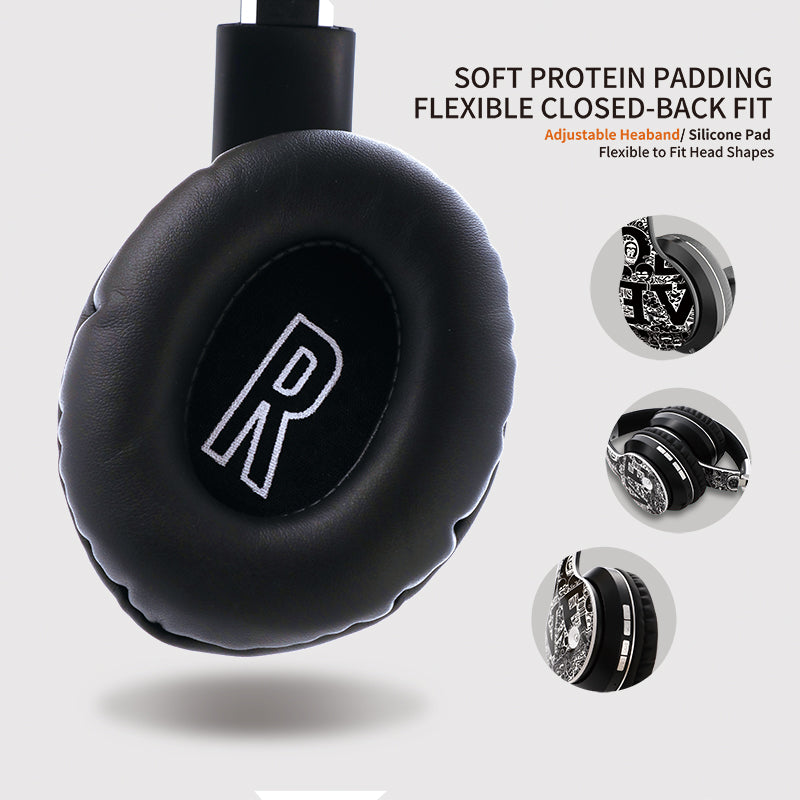 EL-B1 Graffiti Bluetooth Headset Adjustable Wireless Headphone Folding Head-Mounted Earphone Compatible with Android Apple Microsoft System EL-B1 Graffiti Bluetooth Headset Adjustable Wireless Headphone Folding Head-Mounted Earphone Compatible with Android Apple Microsoft System
